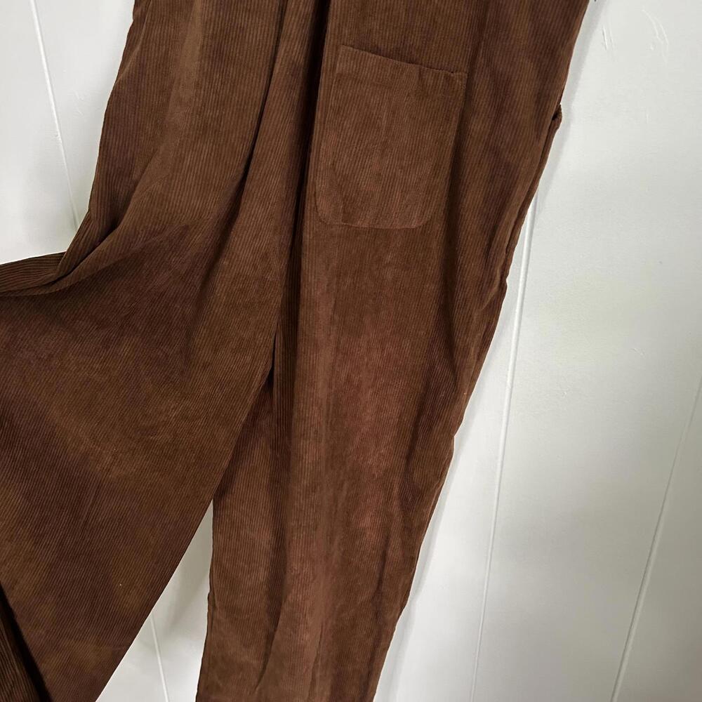 Zesica Brown Bib Long Corduroy Overalls Wide Leg Overalls Women's Medium - Picture 4 of 7